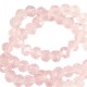 Faceted glass beads 6x4mm disc Primrose pink-pearl shine coating